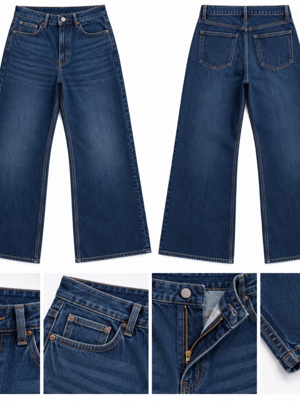Abercrombie & Fitch Dark Blue Wide-Leg Jeans